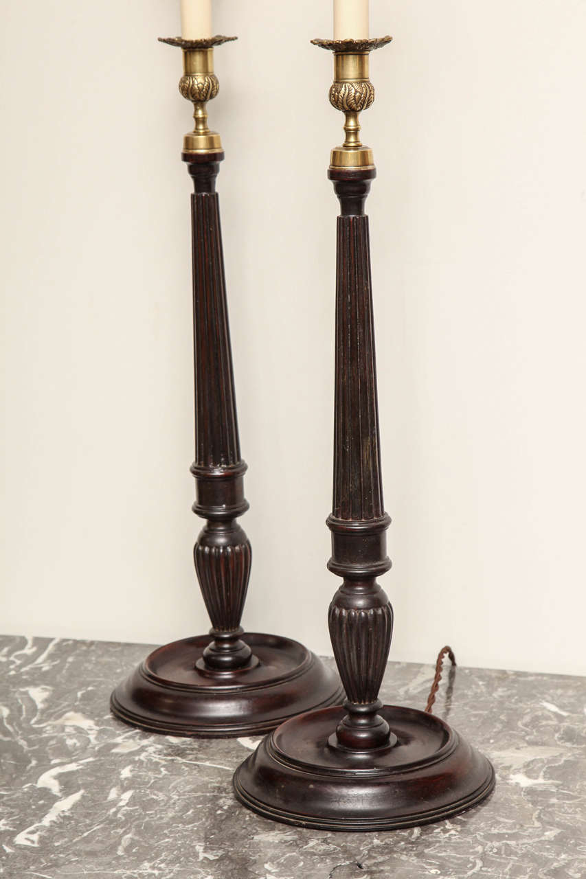 Pair of Early 19th Century English Candlesticks Converted to Lamps 2