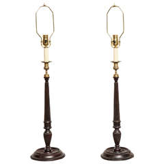 Pair of Early 19th Century English Candlesticks Converted to Lamps