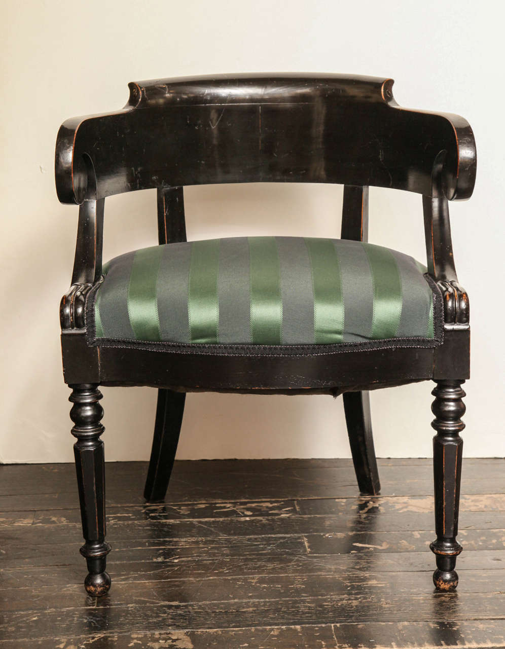 19th Century French Black Lacquer Desk Chair In Good Condition In New York, NY