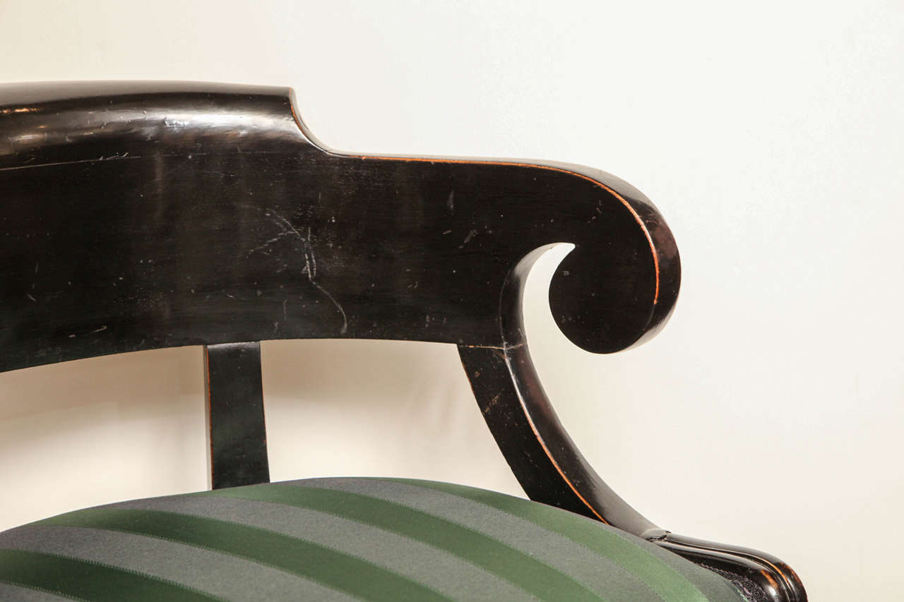 19th Century French Black Lacquer Desk Chair 3