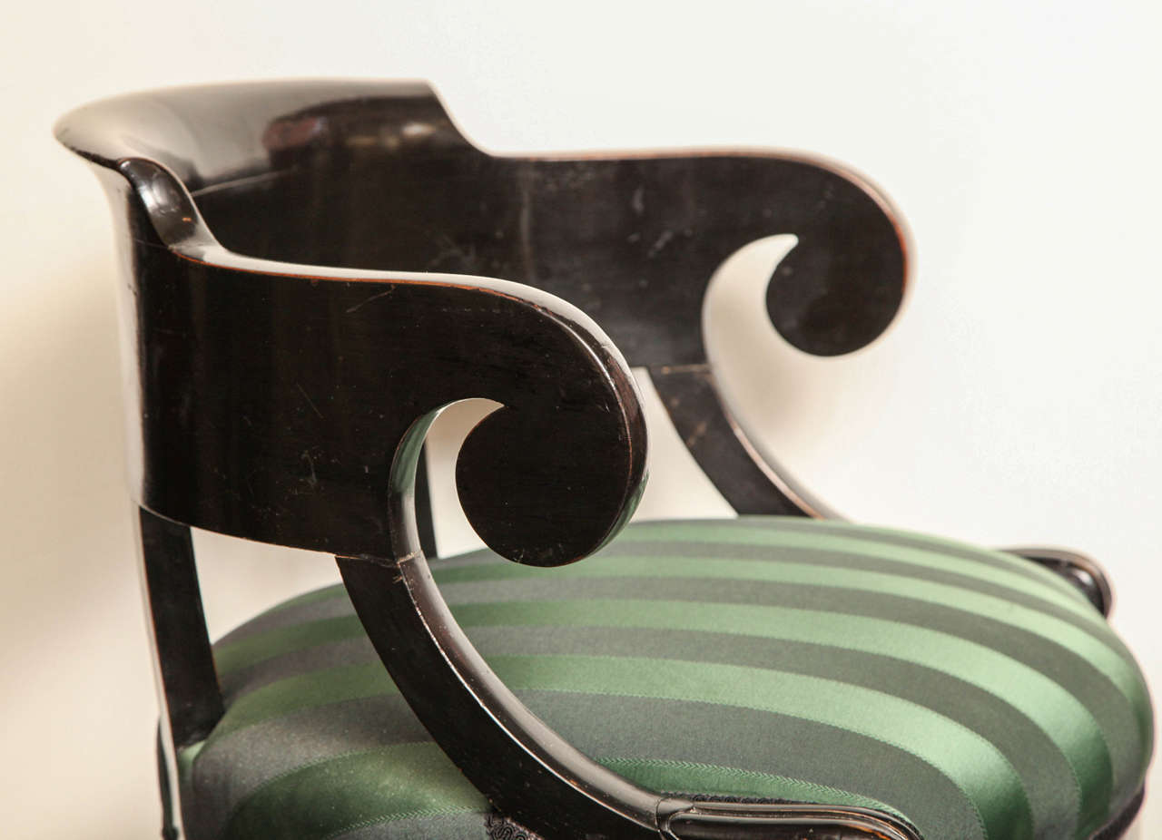 19th Century French Black Lacquer Desk Chair 5