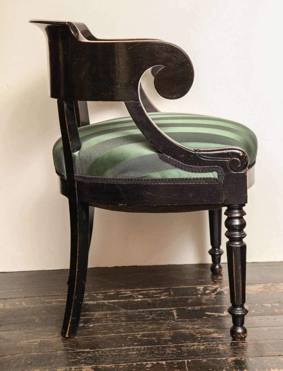 19th Century French Black Lacquer Desk Chair 6