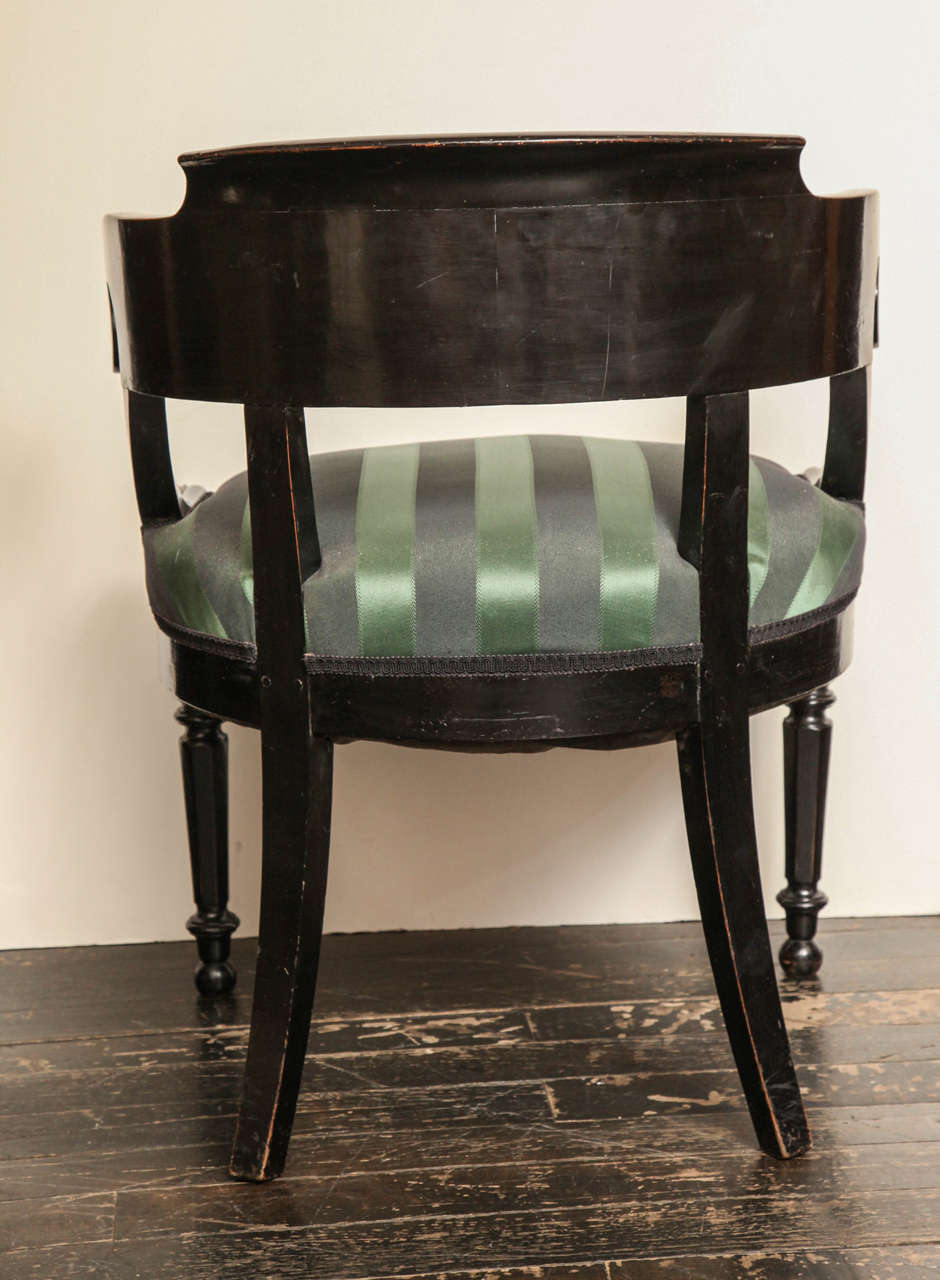 19th Century French Black Lacquer Desk Chair 8