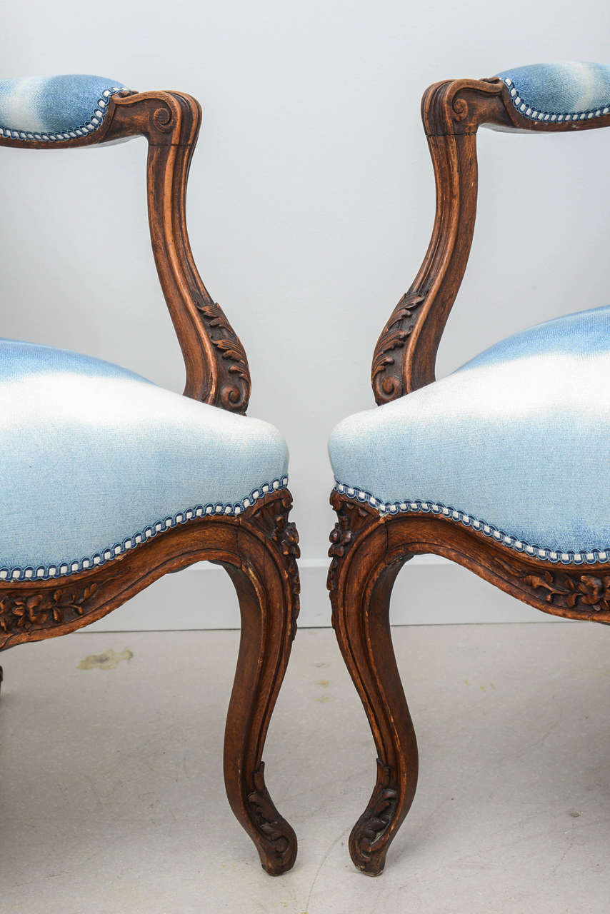 Pair of Bergères with Sky Blue Upholstery 1