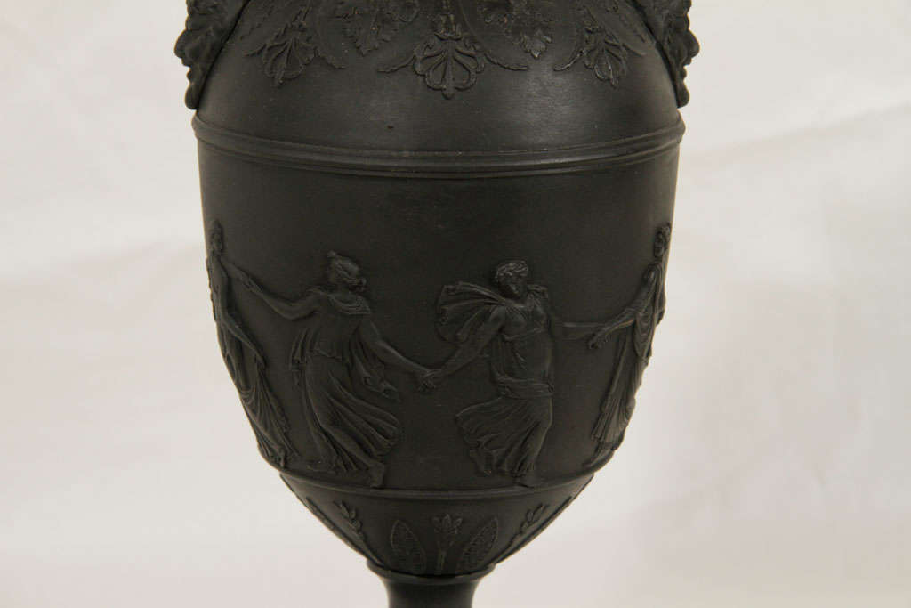 18th Century and Earlier Wedgwood Black Basalt Covered Urns