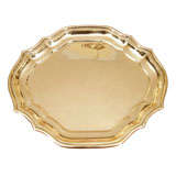 English Brass Silver Form Scalloped Tray