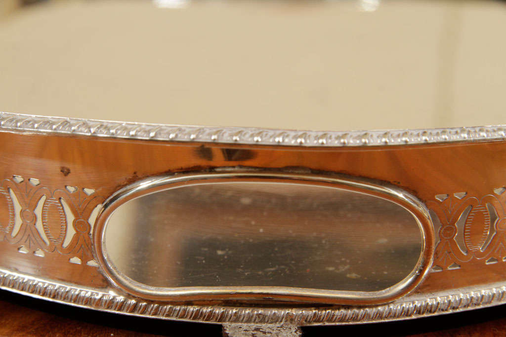 Silver plated oval tray with pierced gallery and handles 4