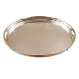 Silver plated oval tray with pierced gallery and handles