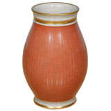 Large Coral Vase with Craquelire Glaze