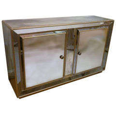 Antiqued Mirrored Sideboard /  Credenza with Gilt