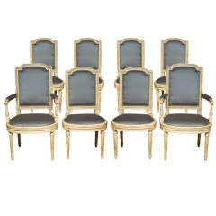 Set of 8 French Louis XVI Style Dining Chairs by Jansen