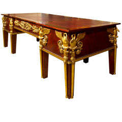 Russian Neoclassical Style  Three Piece Desk w Gilt Swans