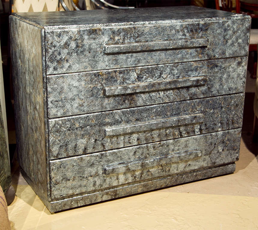 Fabulous Faux Snakeskin Chest of Drawers from the 1930's.  4 drawers