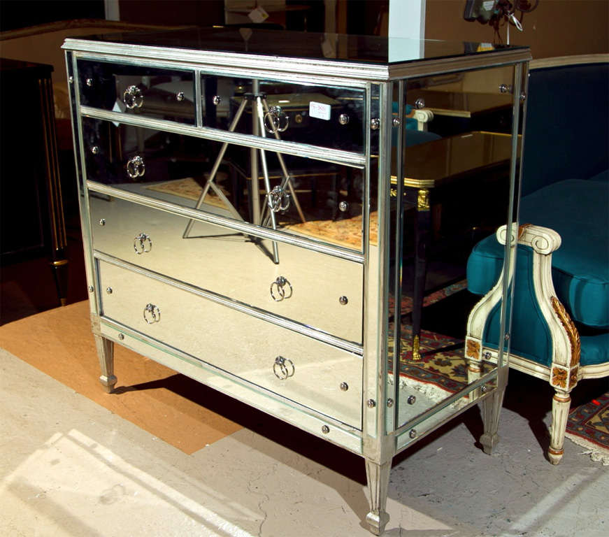 Vintage Silver leaf with Mirrored Chest of Drawers