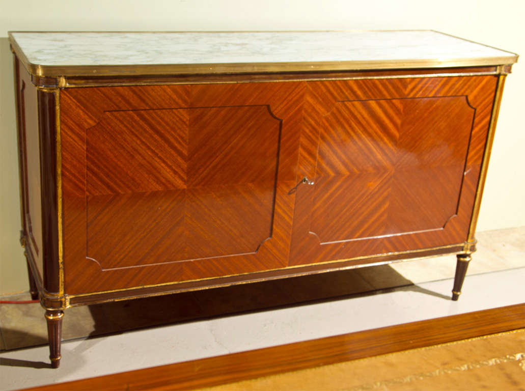Maison Jansen Mahogany Marble Top Cabinet