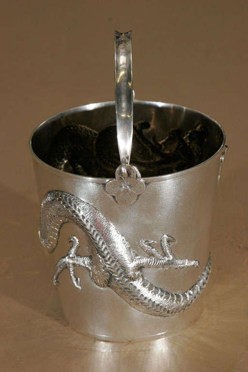 20th Century Chinese Silver Ice bucket with Tongs