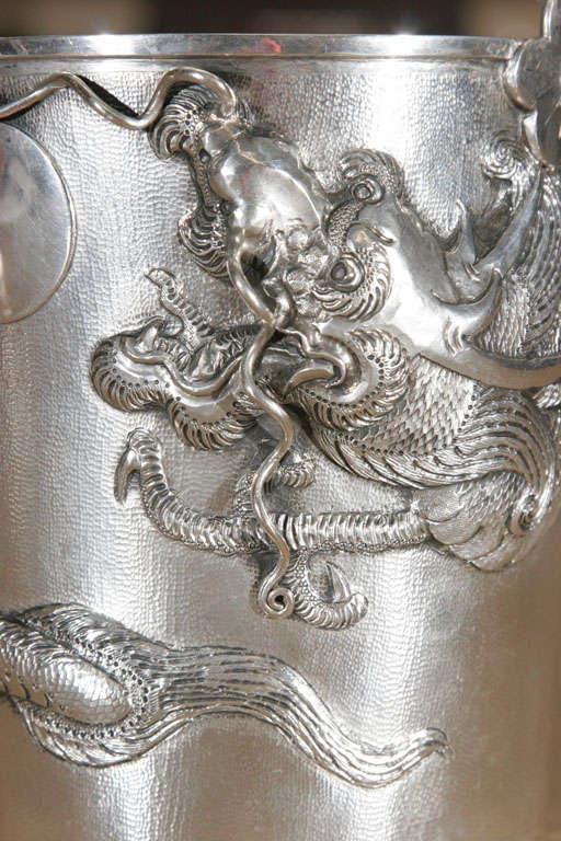 Chinese Silver Ice bucket with Tongs 1