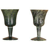 Pair of green Jade miniature goblets