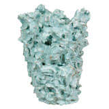 "E" Blue Glazed Ceramic Sculpture by Artist Guy Corriero, 2010