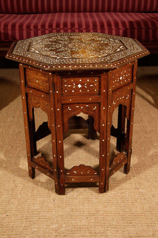 19th Century Indian Inlaid Rosewood Octagonal Occasional Table