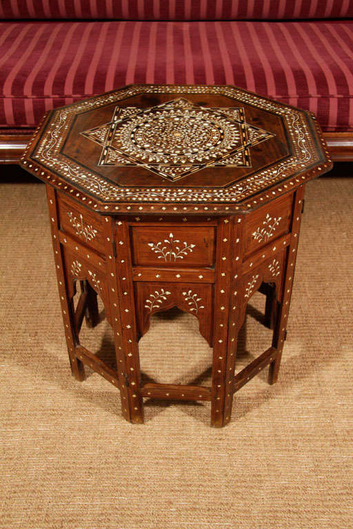 19th Century Indian Inlaid Rosewood Octagonal Occasional Table 6
