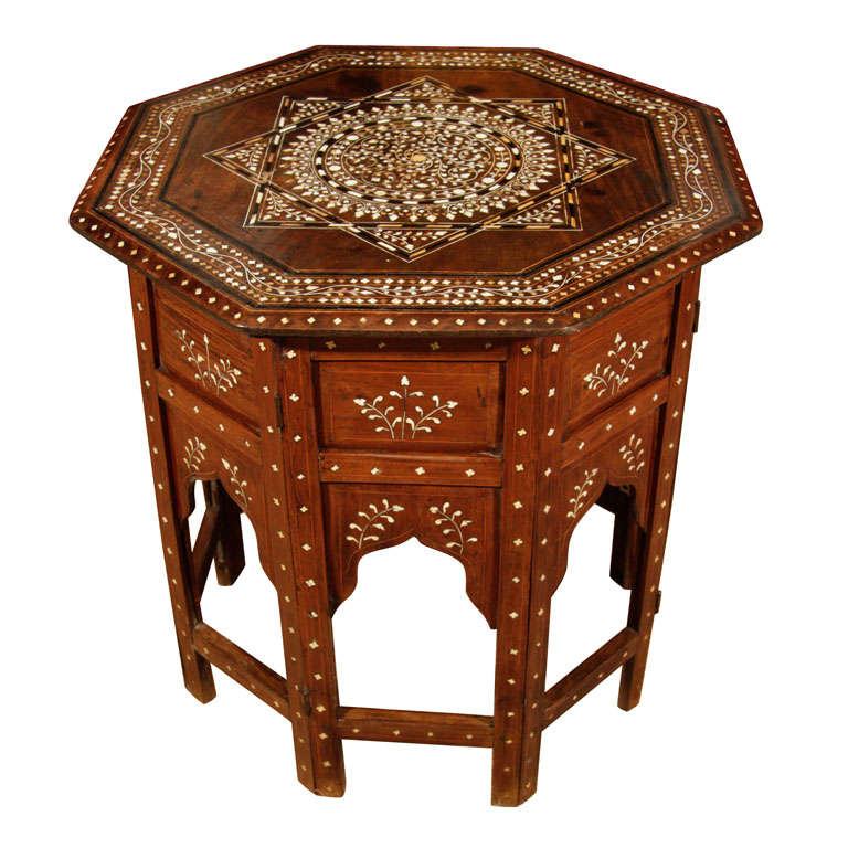 19th Century Indian Inlaid Rosewood Octagonal Occasional Table