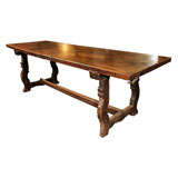 Antique Rustic Late 17th-Early 18th Century Walnut Trestle Table