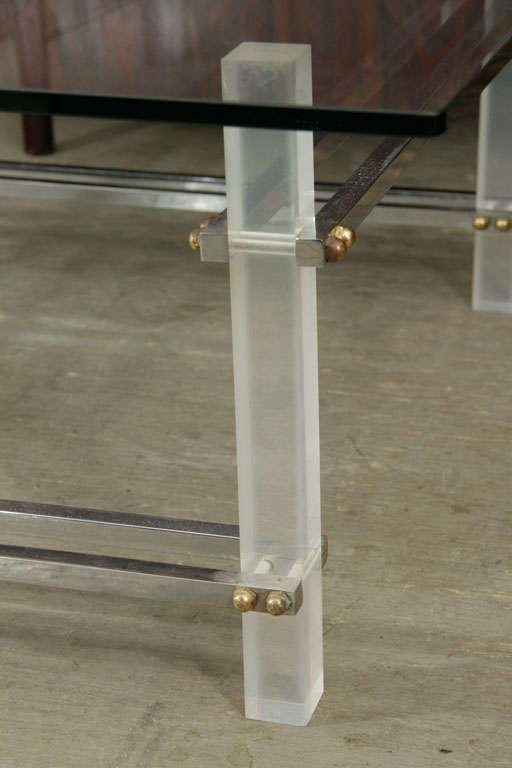 Italian Lucite and Glass Coffee Table