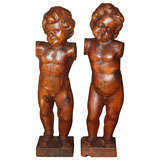 Pair of Italian Carved Wood Putti