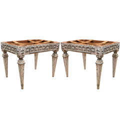 A Pair of Italian Carved Wood Greek Key Design Benches