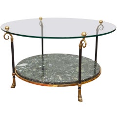Retro Maison Jansen Style Brass and Marble Cocktail Table
