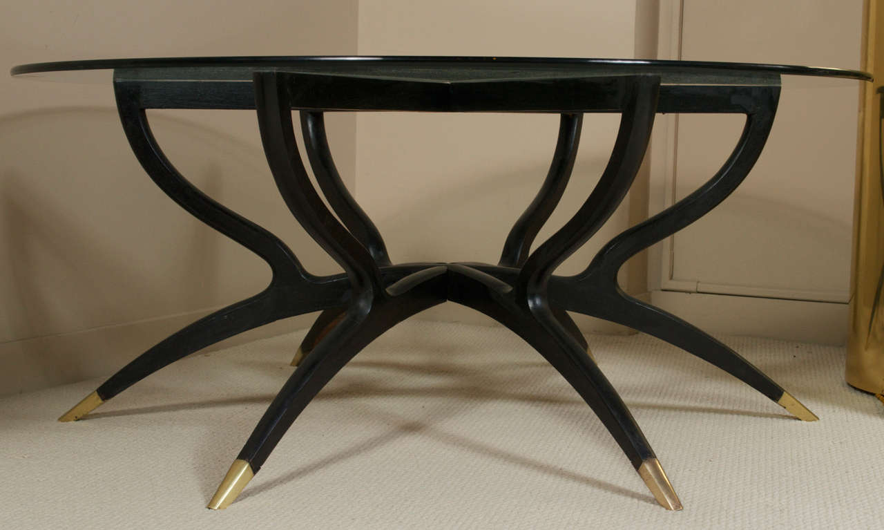 Mid-20th Century Italian Ebonized Wood and Glass-top Cocktail Table
