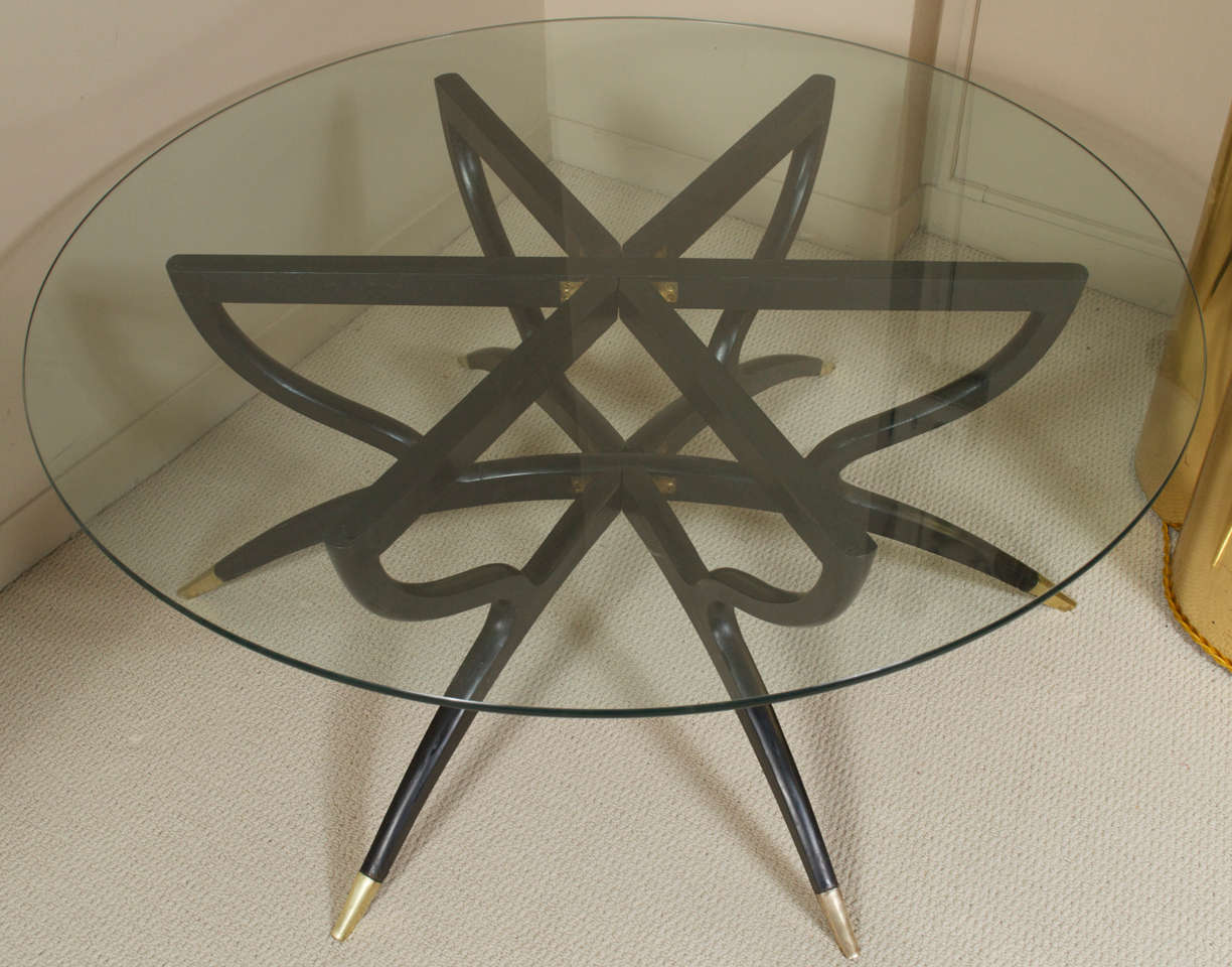 Italian Ebonized Wood and Glass-top Cocktail Table 2