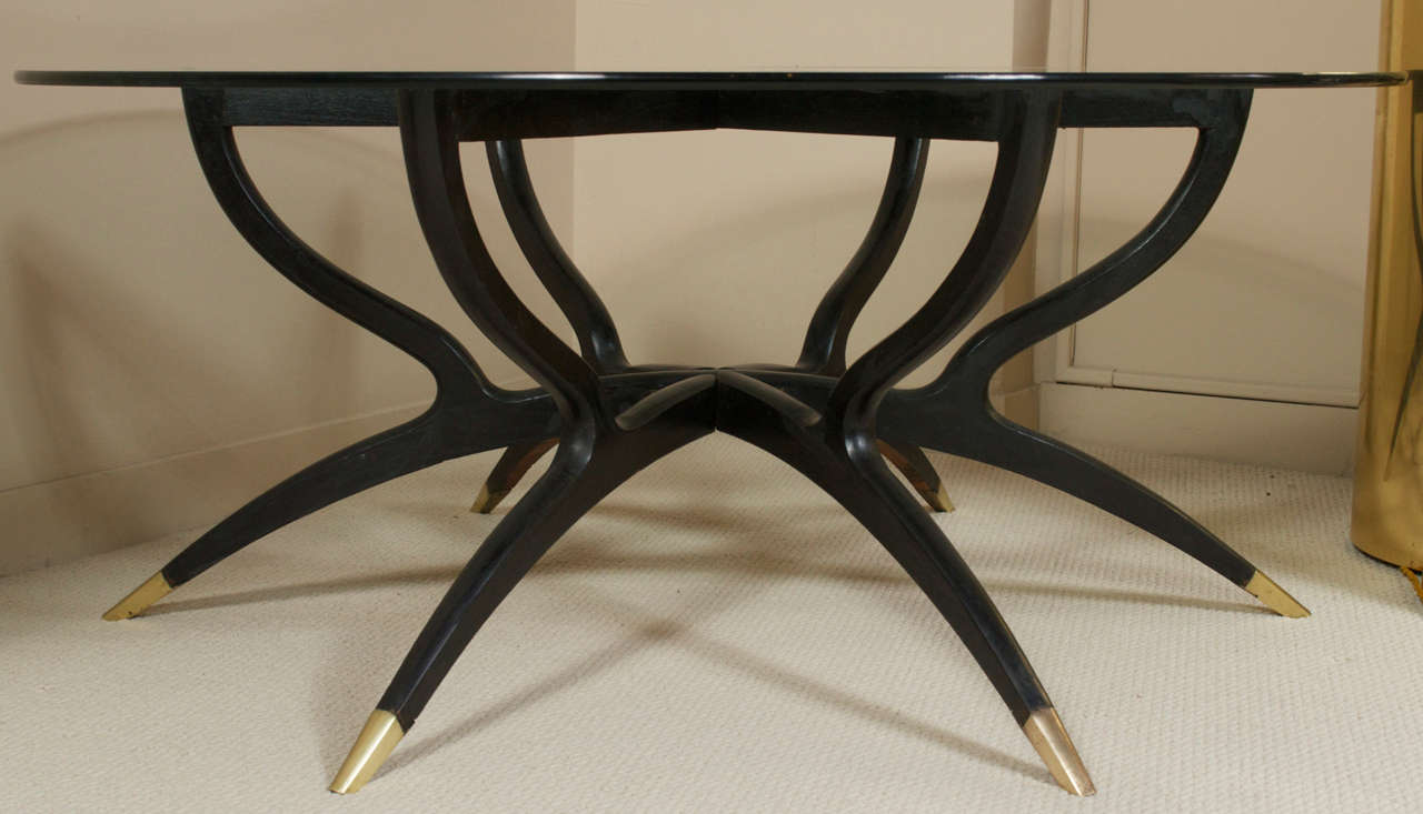Italian Ebonized Wood and Glass-top Cocktail Table 4