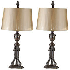 Antique Pair Of Candlestick Lamps