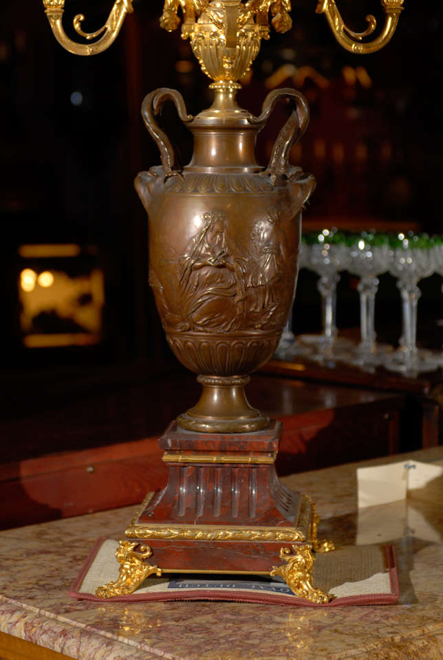 Bronze Pair Of Barbedienne Candelabra For Sale