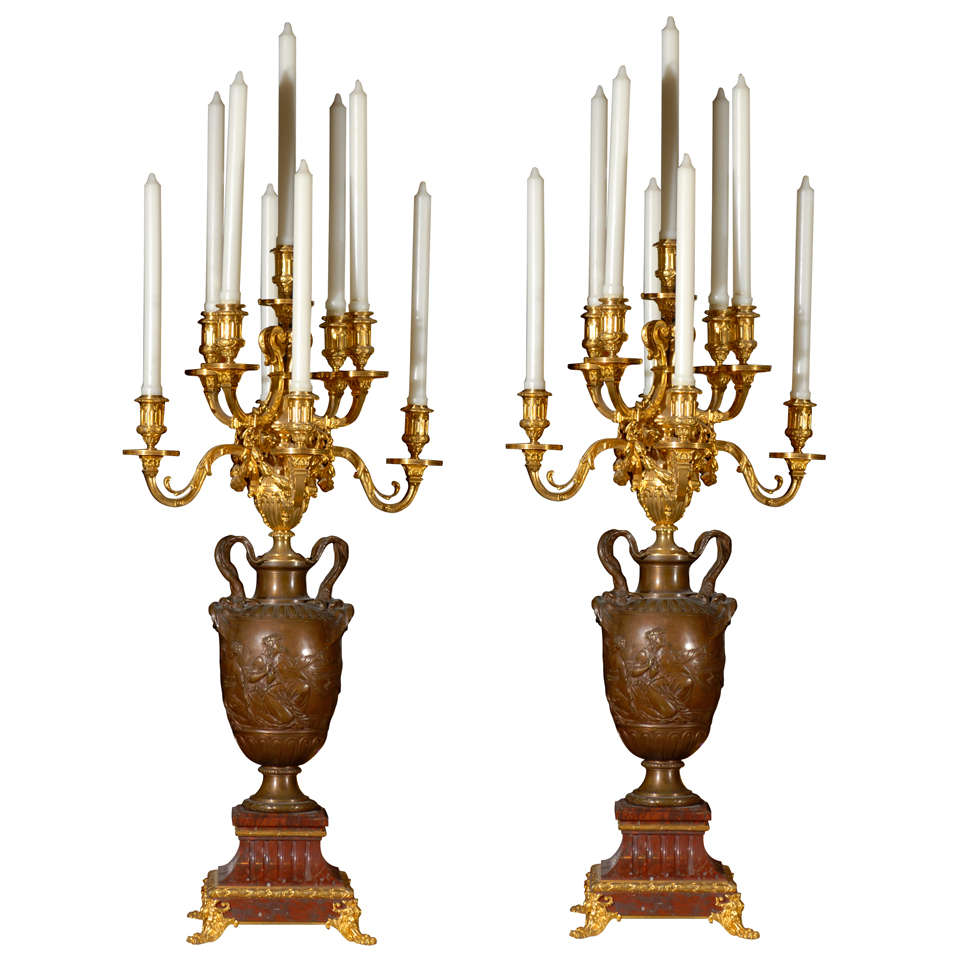 Pair Of Barbedienne Candelabra For Sale