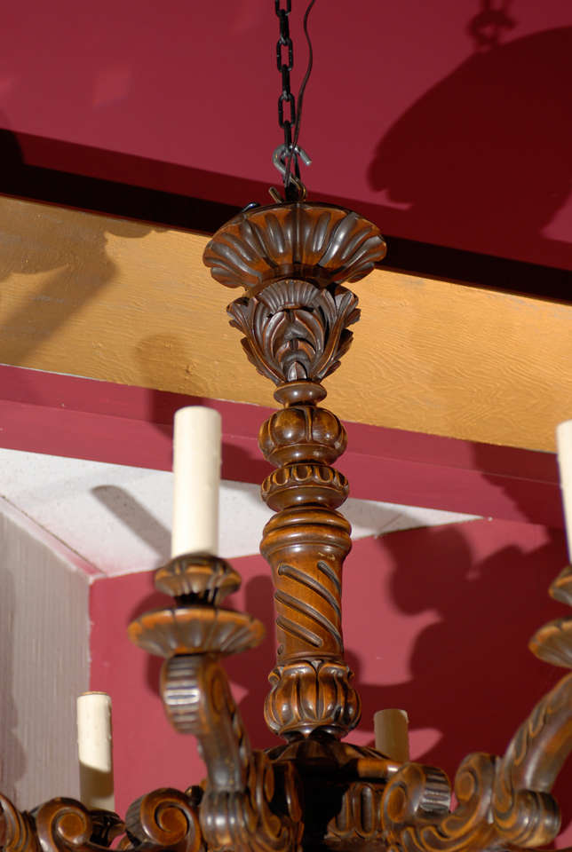 Antique Chandelier. Hand Carved French Wooden Chandelier For Sale at