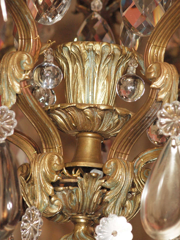 Crystal Antique French crystal and bronze d'ore 20-light chandelier