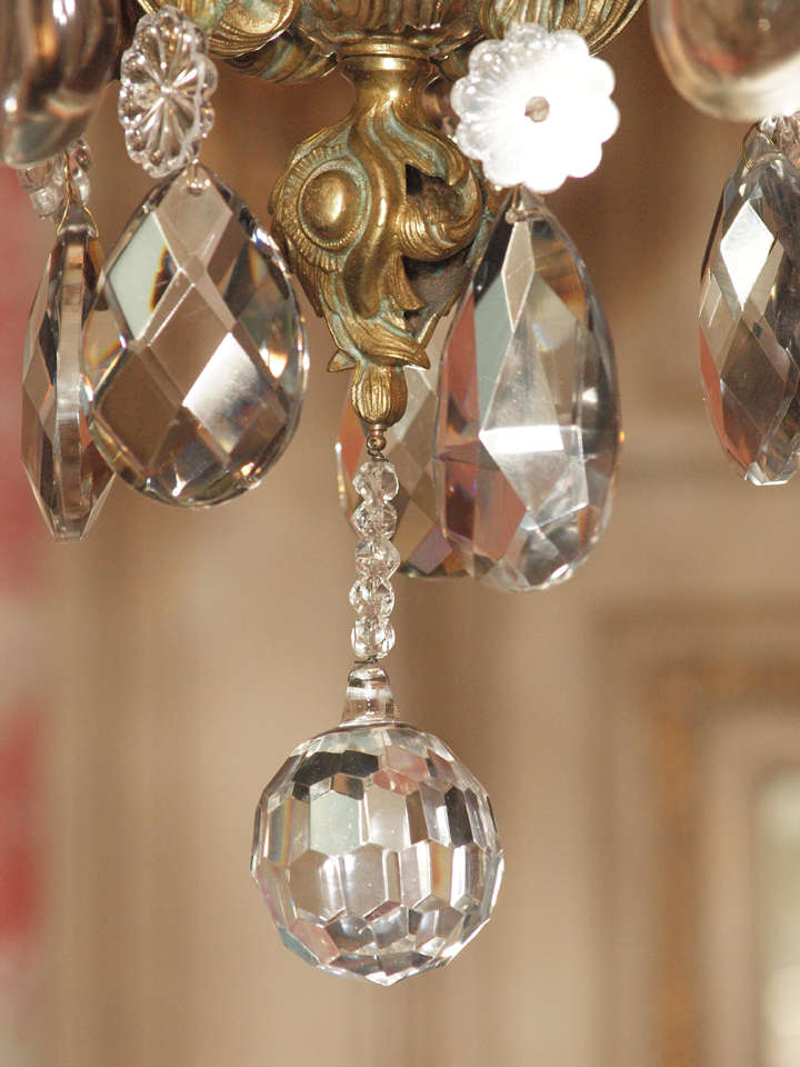 Antique French crystal and bronze d'ore 20-light chandelier 1