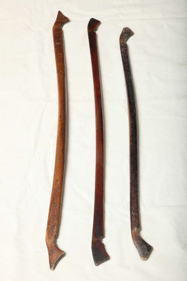 Wood Set Of Three Antique Chinese Shoulder Yokes For Sale