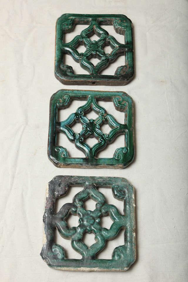 green glazed Chinese ceramic garden wall tiles at 1stDibs