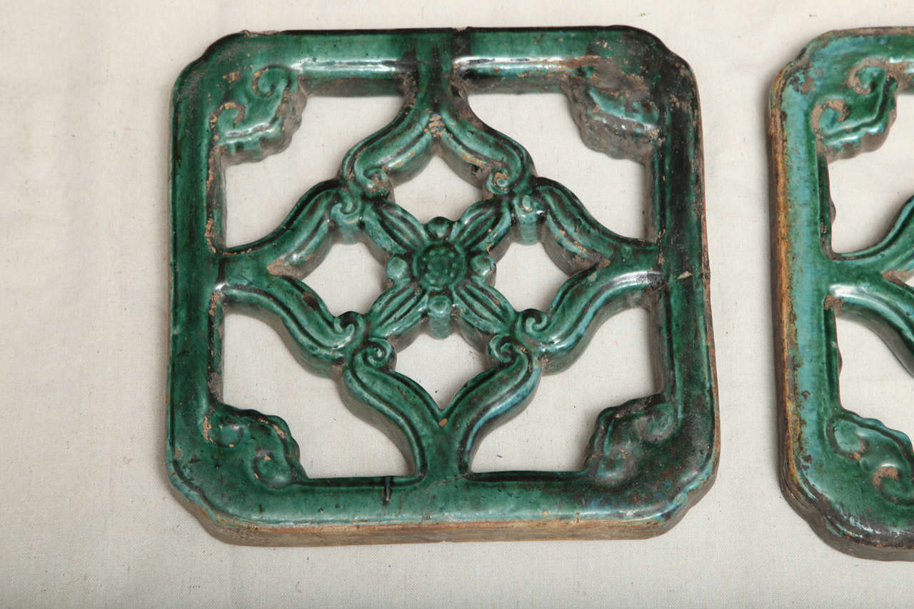 green glazed Chinese ceramic garden wall tiles at 1stDibs