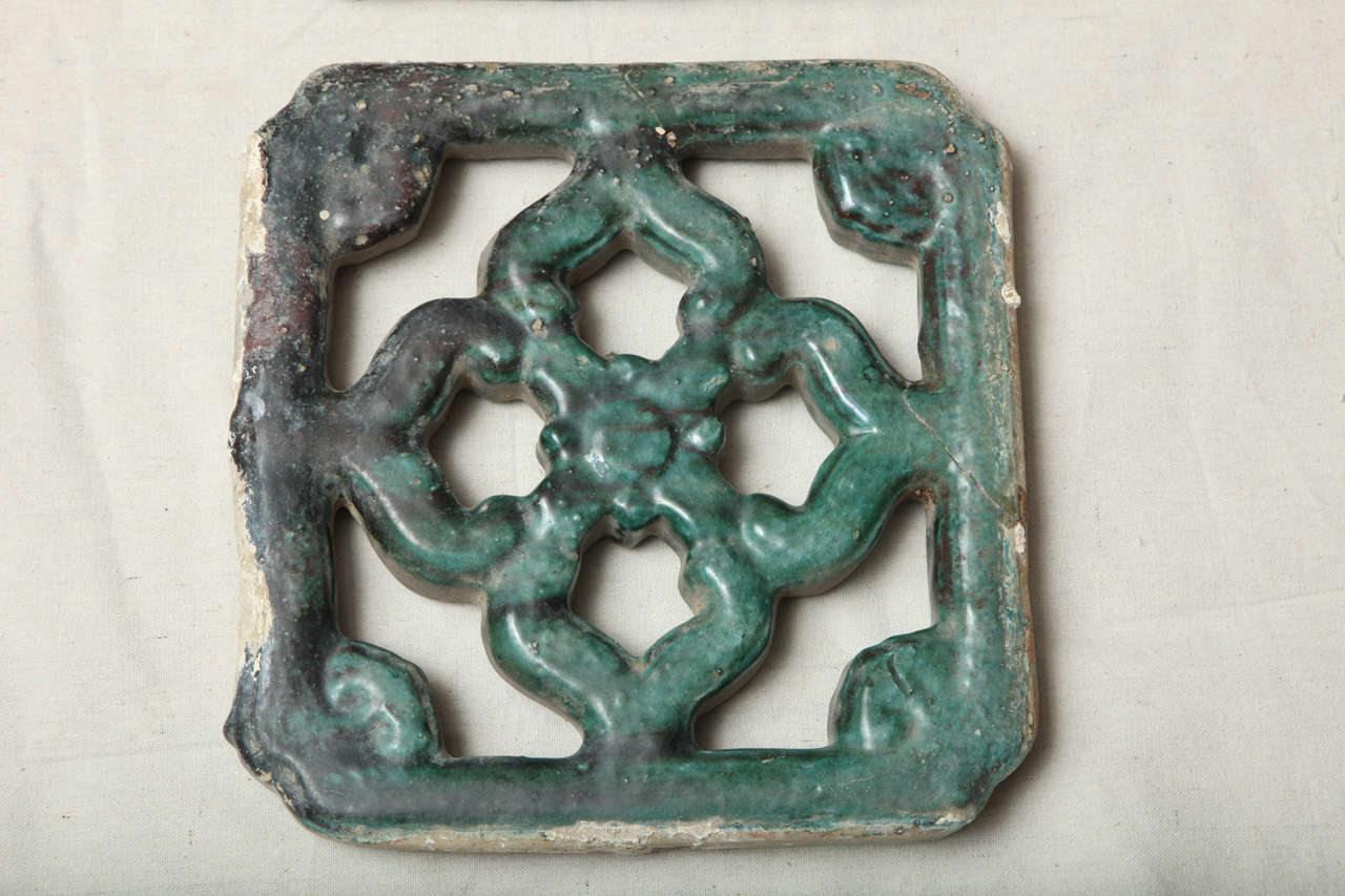 green glazed Chinese ceramic garden wall tiles at 1stDibs