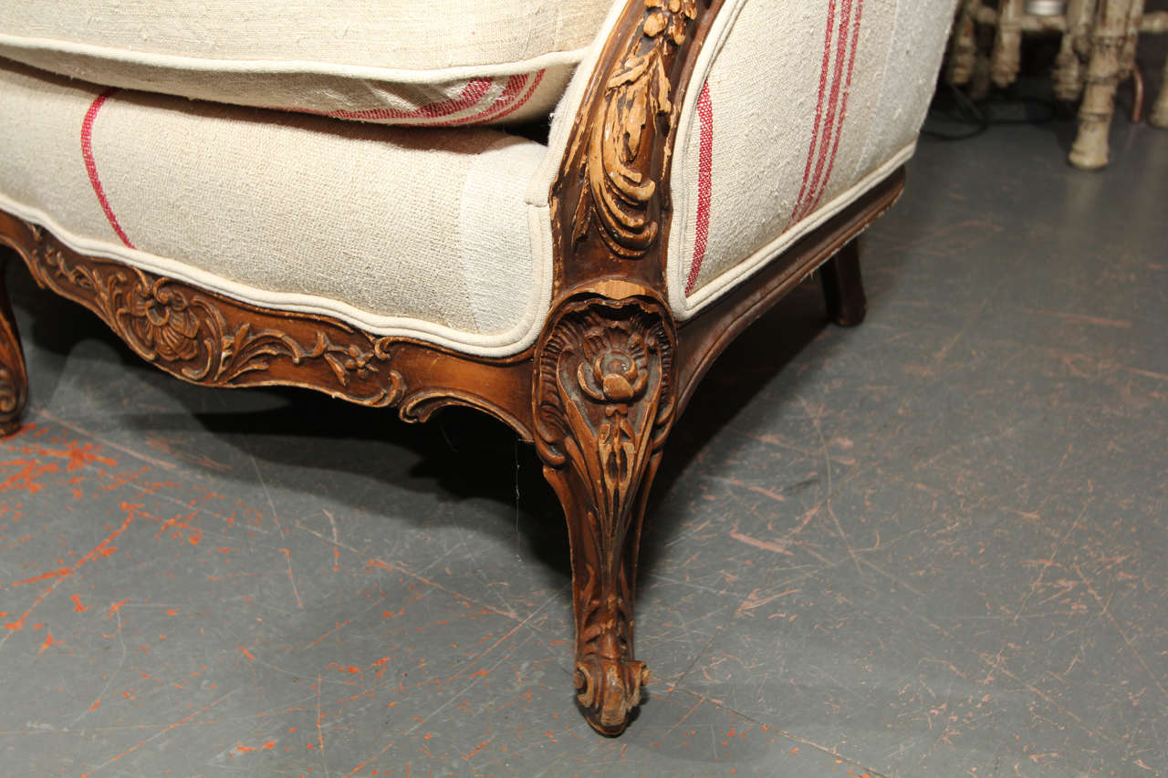 French Settee in Grainsack In Good Condition In Seattle, WA