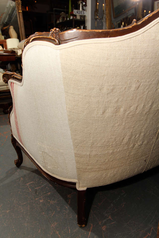 French Settee in Grainsack at 1stDibs grain sack sofa, french setee