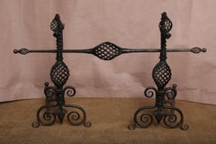 Pair of Arts and Crafts Wrought Iron Andirons
