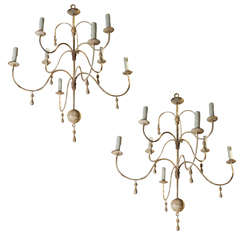Pair, Italian Eight Light Chandeliers