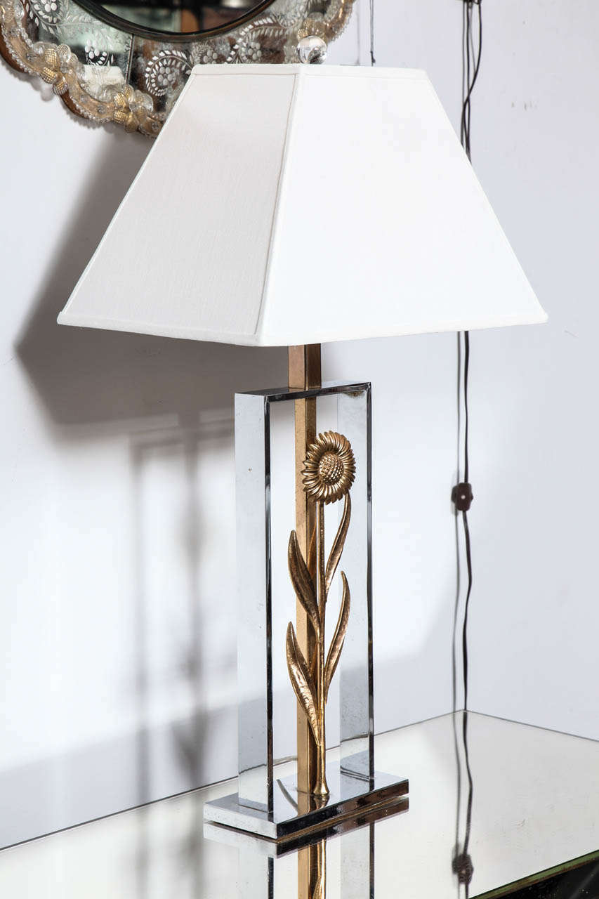 A wonderful brass and nickel plate table lamp by Jansen