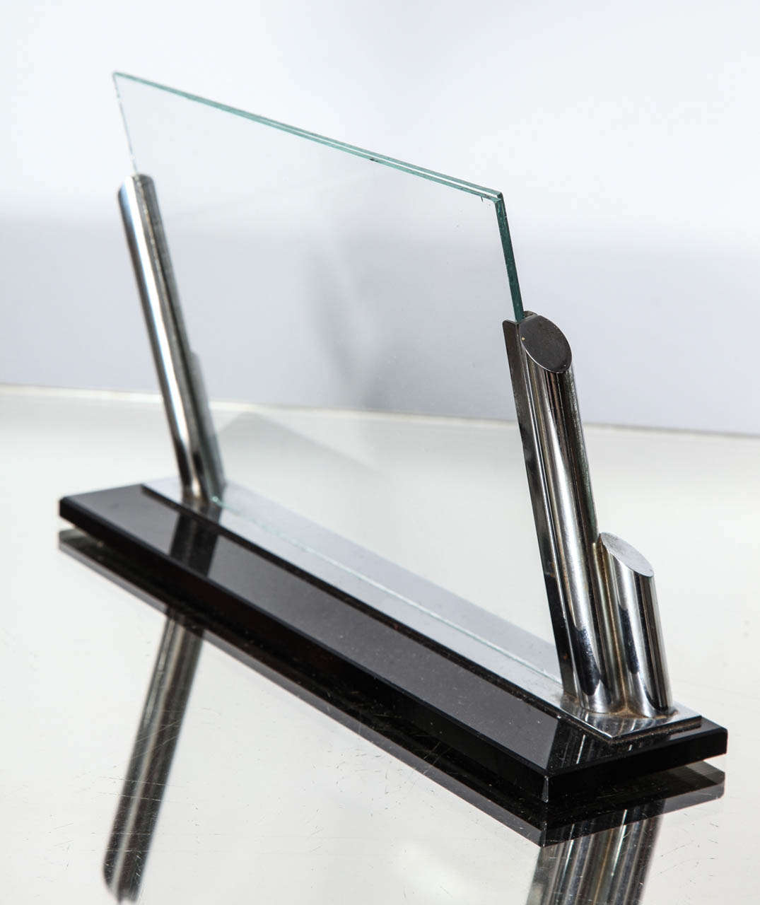 Mid-20th Century Streamline French Deco Picture Frame on Black Glass Base